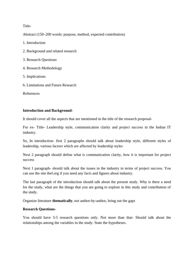 Research Proposal Format | PDF | Methodology | Leadership