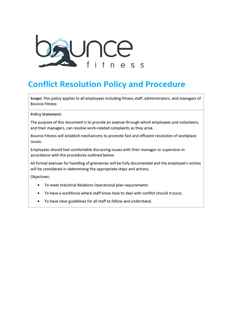 Conflict Resolution Policy and Procedure v1.0 | PDF | Employment ...