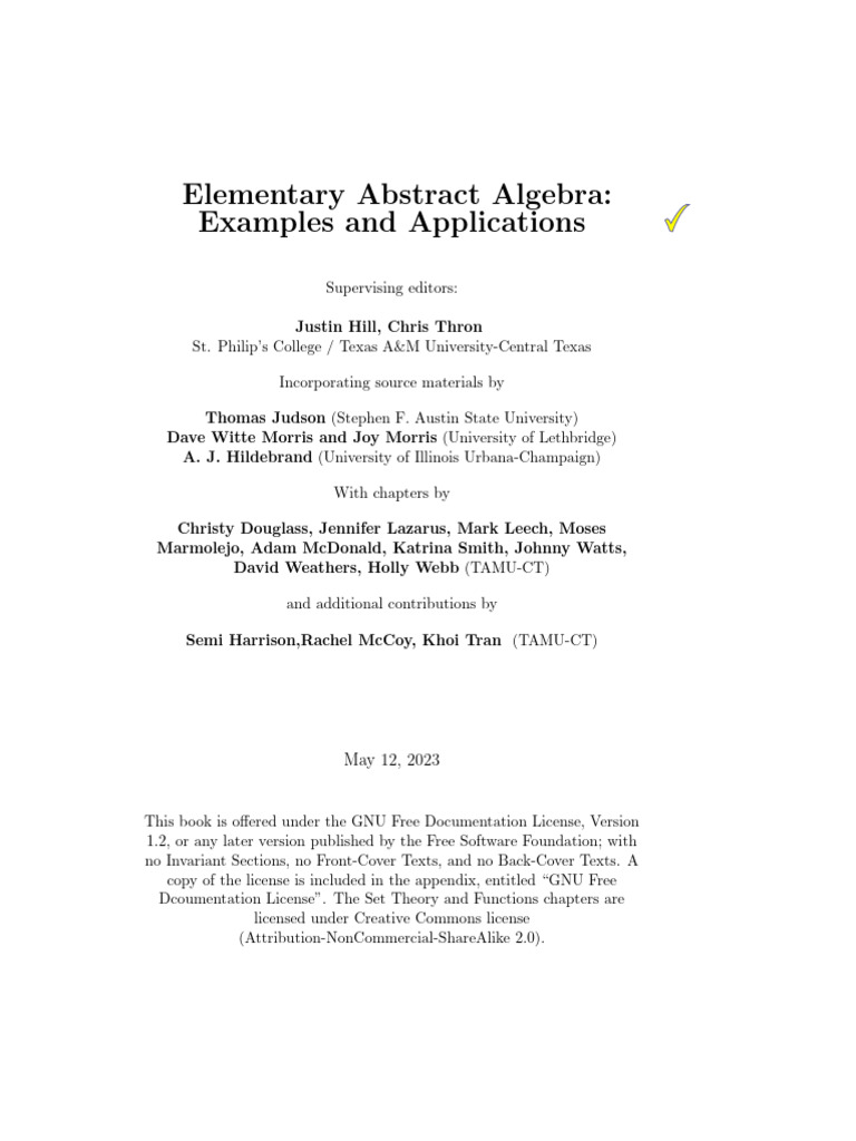 Elementary Abstract Algebra Examples and Applications | PDF | Group ...