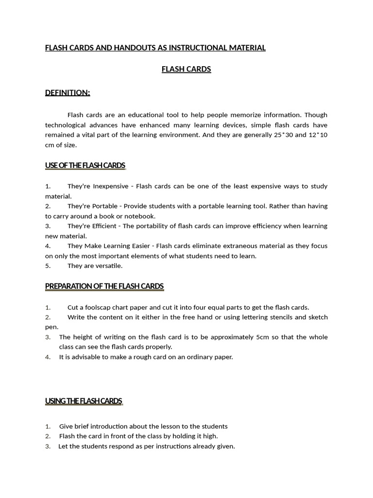 Flash Cards | PDF