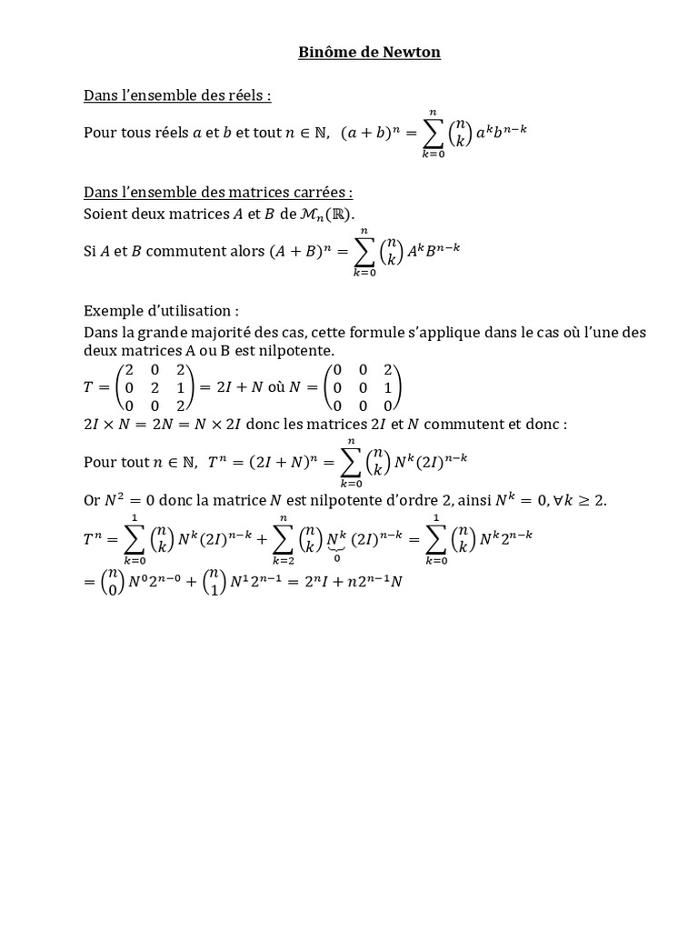 Binôme de Newton | PDF