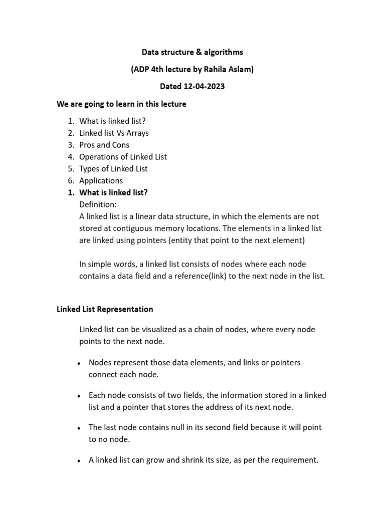 Data structure & Algorithm( 4th lecture ADP 4) | PDF | Data Management ...