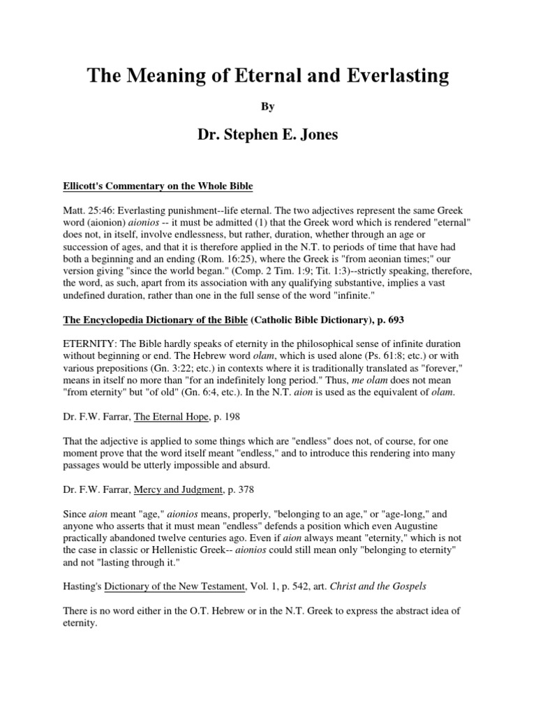 The Meaning of Eternal and Everlasting | PDF | God | Bible