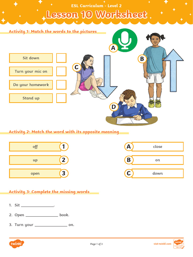 level-2-lesson-10-INSTRUCTIONS | PDF | English As A Second Or Foreign ...