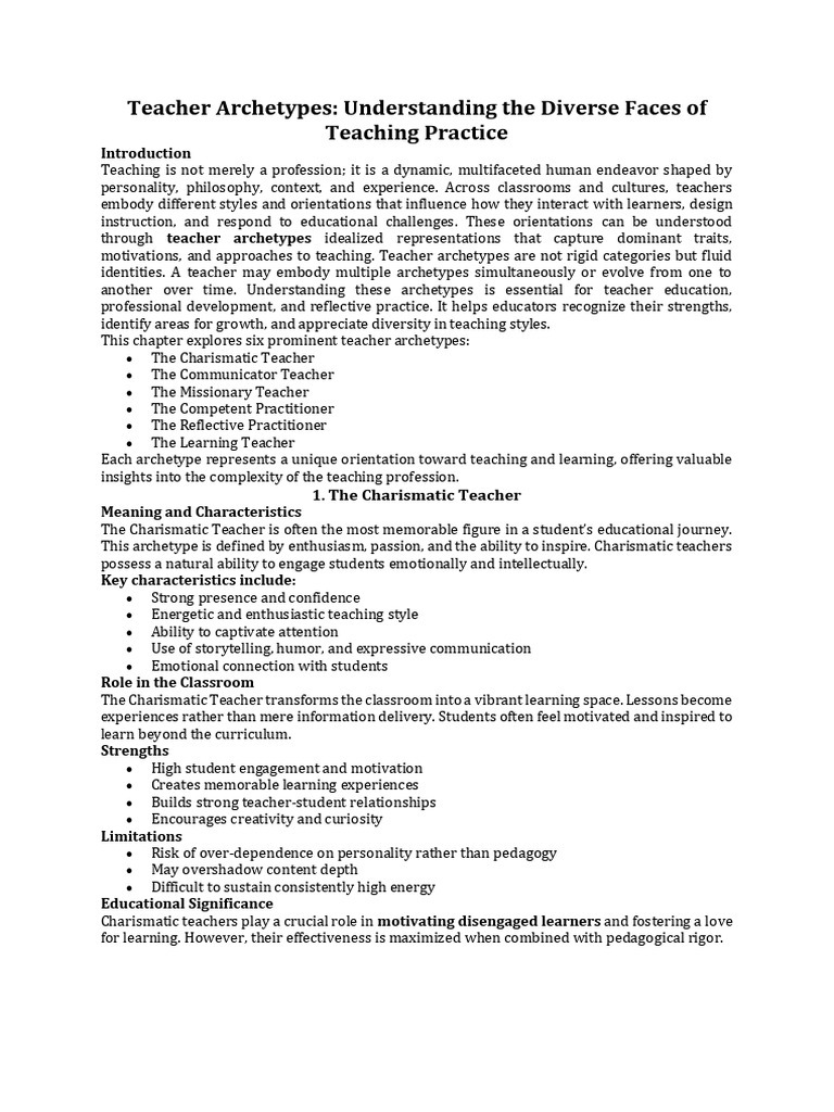 Teacher Archetypes | PDF | Learning | Teachers