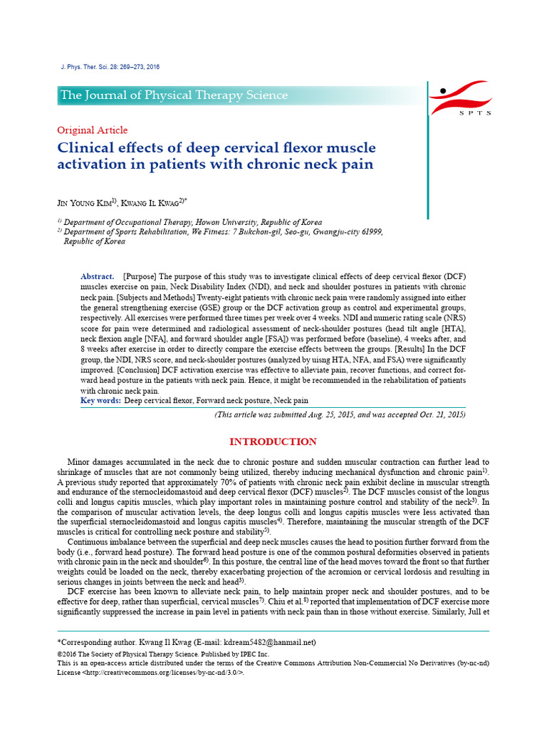 Cervical flexor muscle dysfunction in neck pain | PDF | Neck | Physical ...