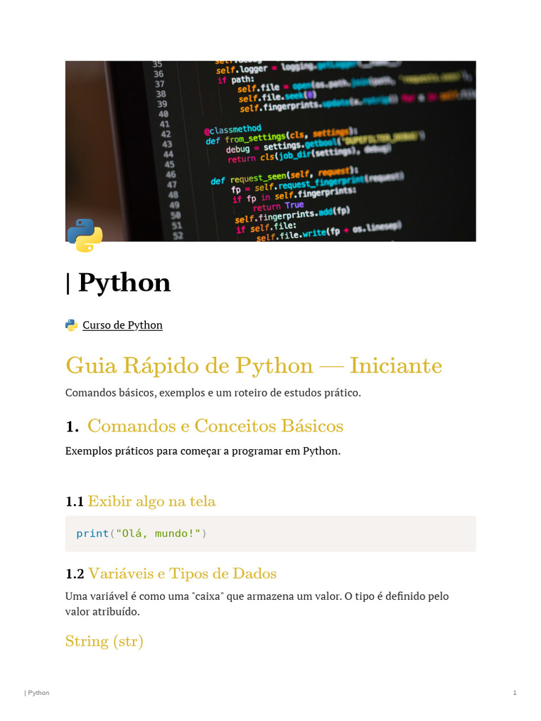 Guia Rapido de Python | PDF | Python (linguagem de programação ...