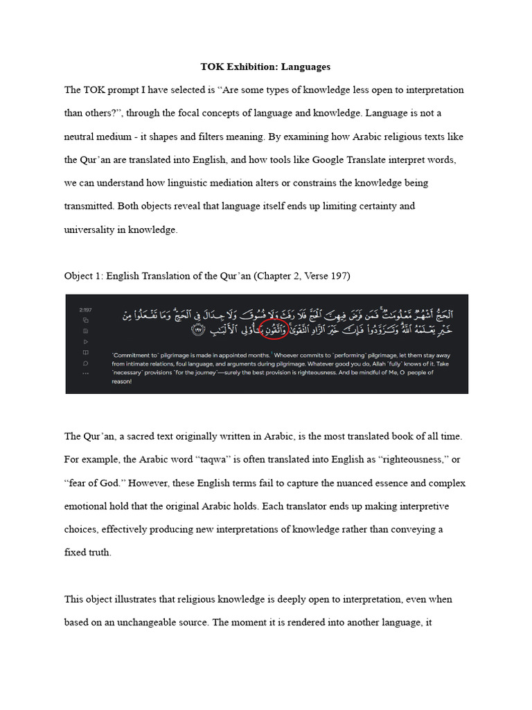 TOK Exhibition_ Languages | PDF