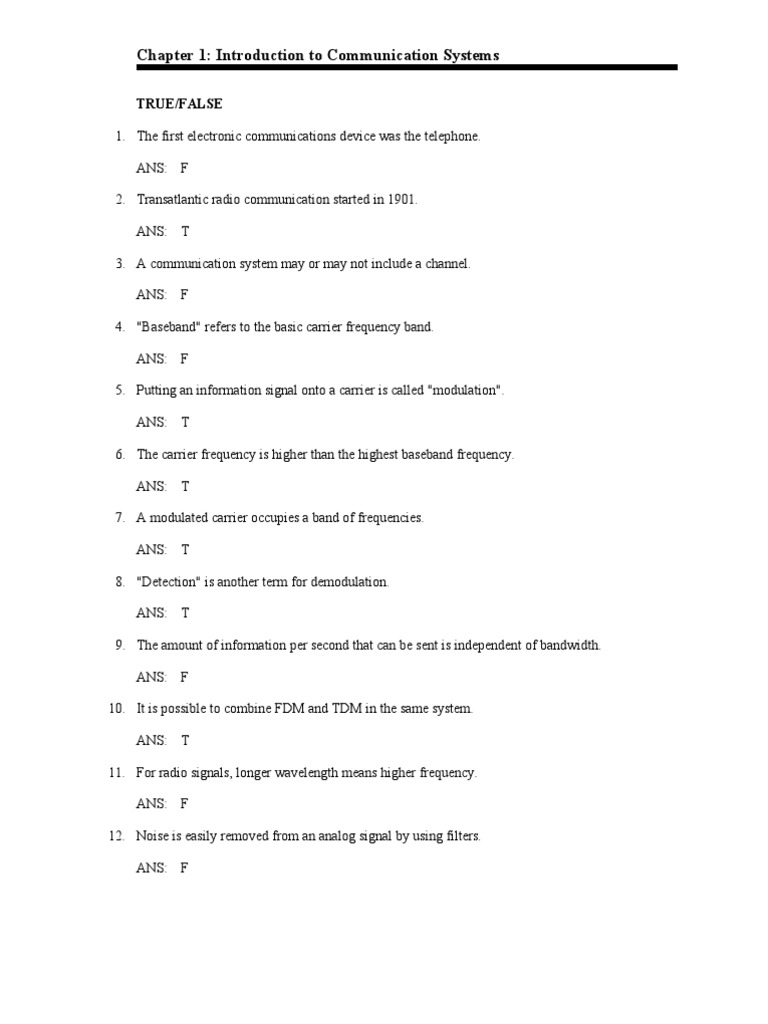 Chapter 1 Introduction To Communication Systems | PDF | Signal To Noise ...