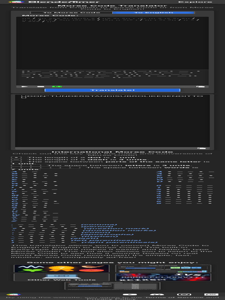 Morse Code Translator - BlenderTimer Web Tools | PDF | Typographical ...