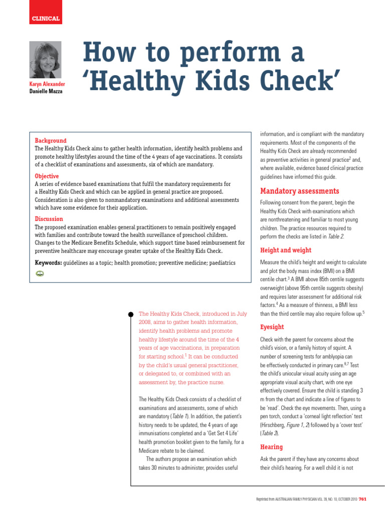 Kids Check Preschool | PDF | Body Mass Index | Preventive Healthcare