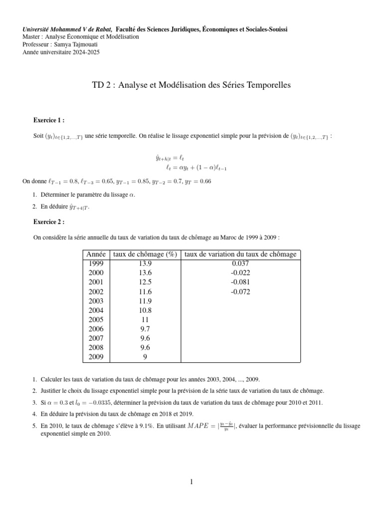 TD3 Analyse Et Mod-Lisation Des S-Ries Temporelles | PDF | Séries ...