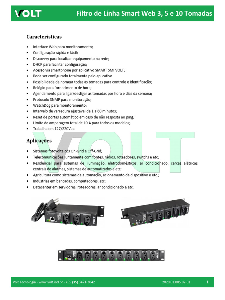 Datasheet Volt Filtro Smart WEB | PDF | Rede mundial de computadores ...