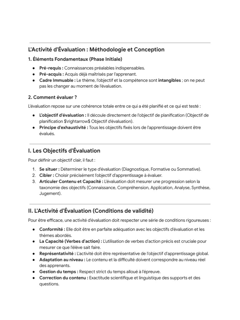 Conception Et Validité de L'évaluation - Google Docs 14 AVRIL | PDF ...