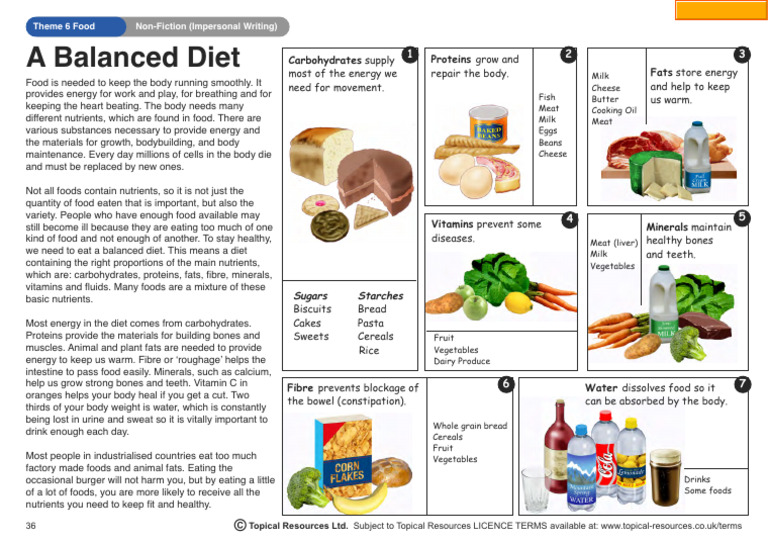 A Balanced Diet | PDF | Foods | Food Energy