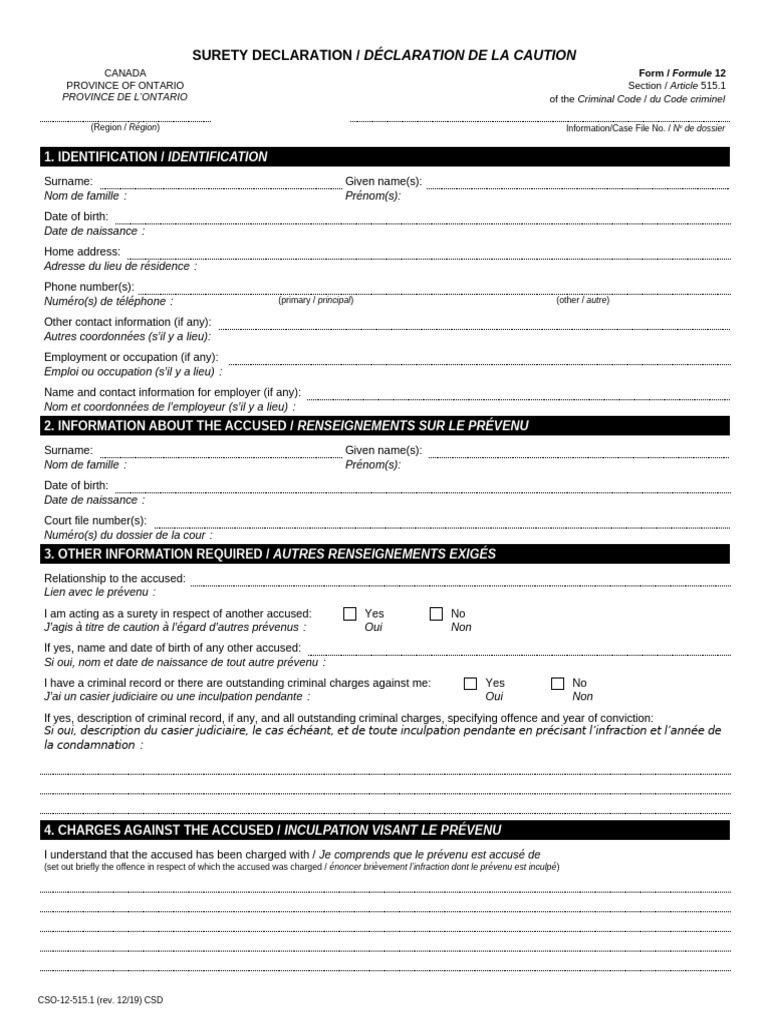 Surety Declaration CSO 12 515.1 Fil | PDF