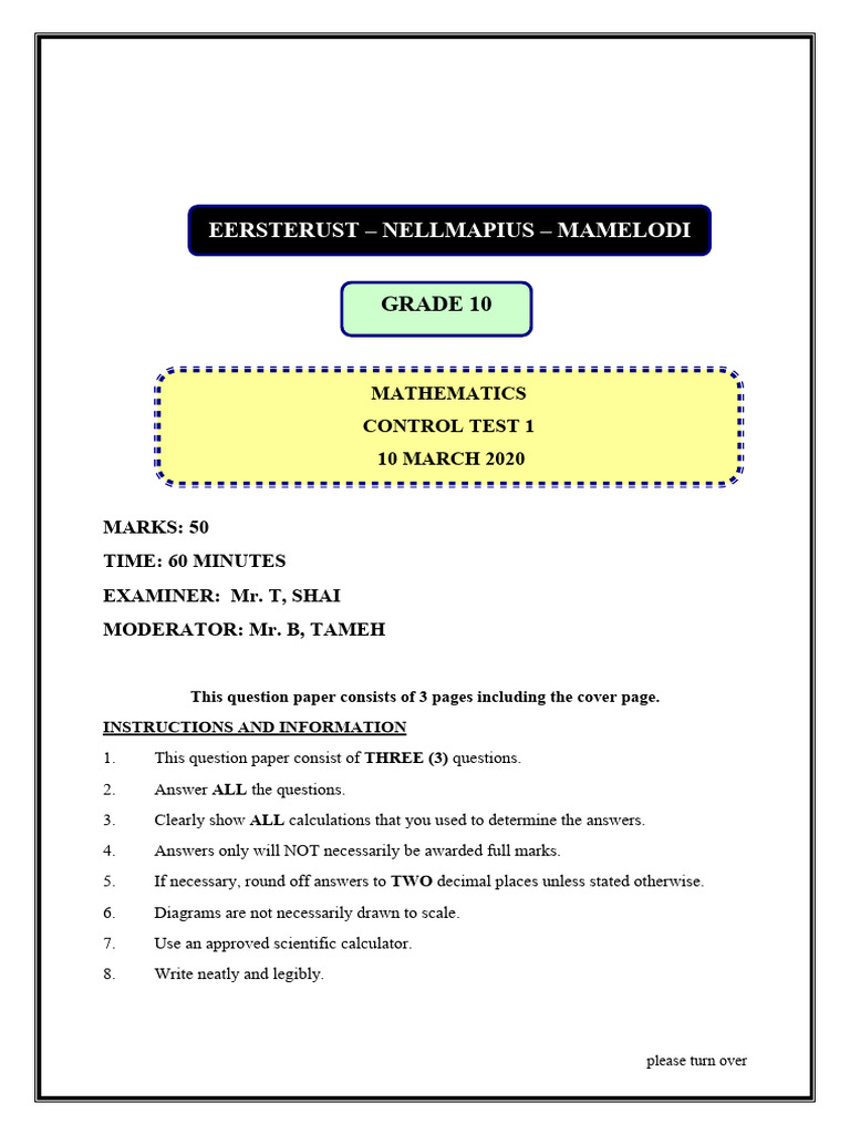 Grade 10 Test 1 Cluster 2020 | PDF | Numbers | Elementary Mathematics