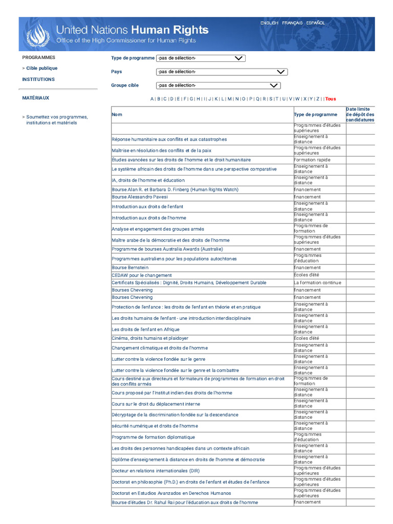 Programmes UNHCR - LawLib | PDF | Master (diplôme ou grade ...