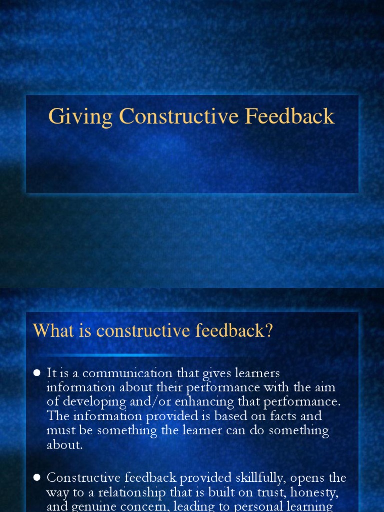 Giving Constructive Feedback | PDF | Feedback | Feeling