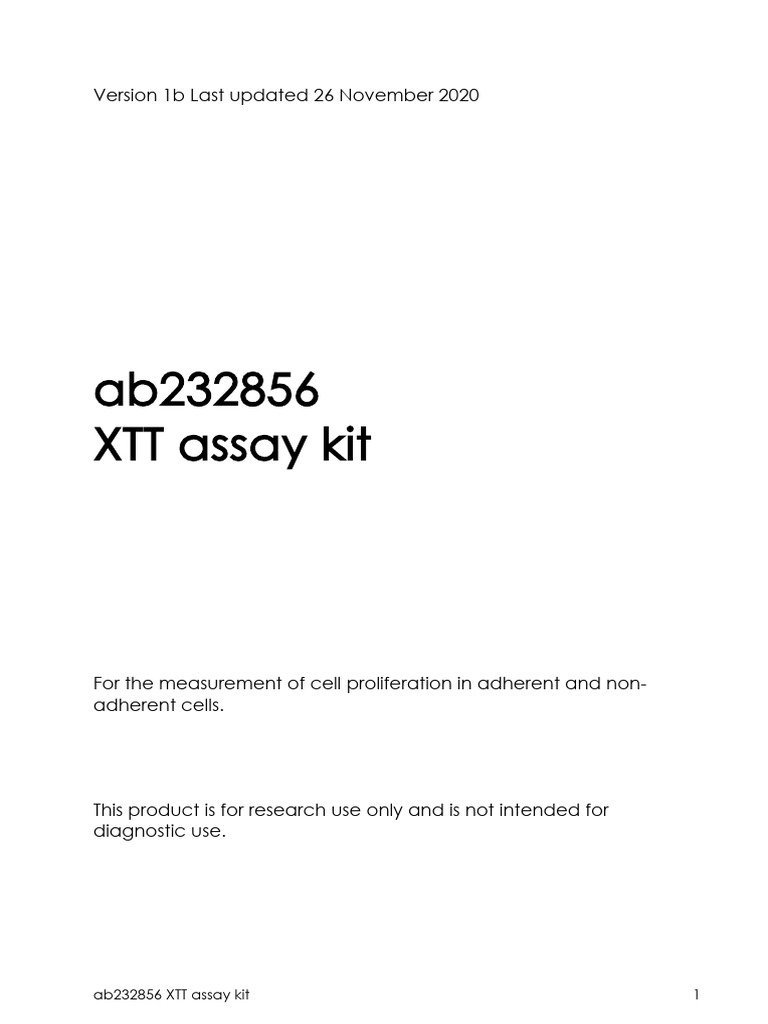 XTT Assay Protocol Book V1a Ab232856 (Website) | PDF