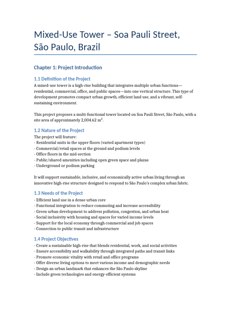 Mixed-Use Tower Soa Pauli Project Introduction | PDF