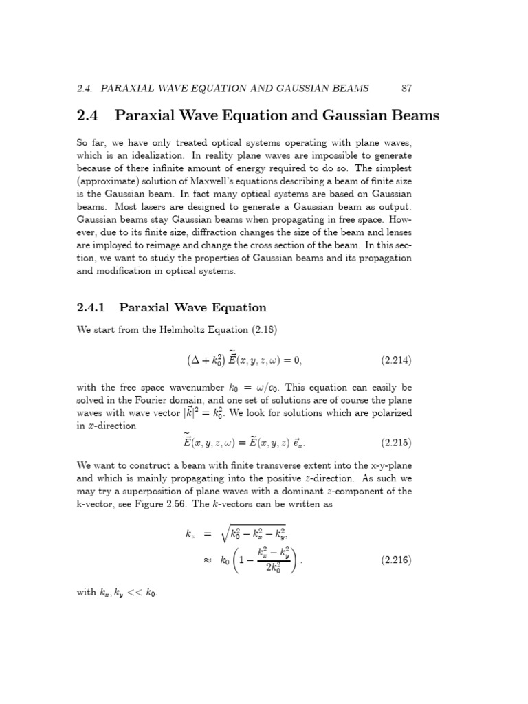 Paraxial Wave Equation | PDF | Waves | Atomic