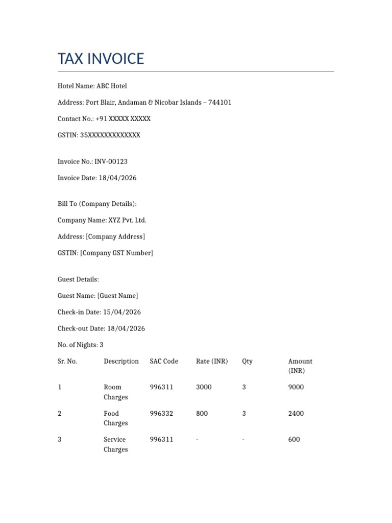 Hotel Invoice | PDF