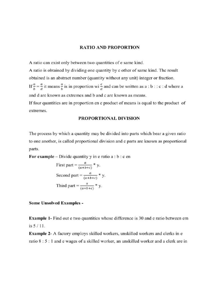 Ratio and Proportion | PDF