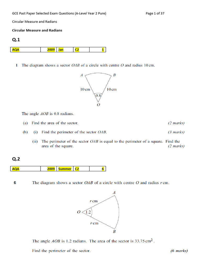 A2-051 Circular Measure and Radians | PDF | Schools | Teaching