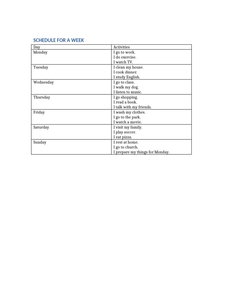 Schedule of the Week | PDF