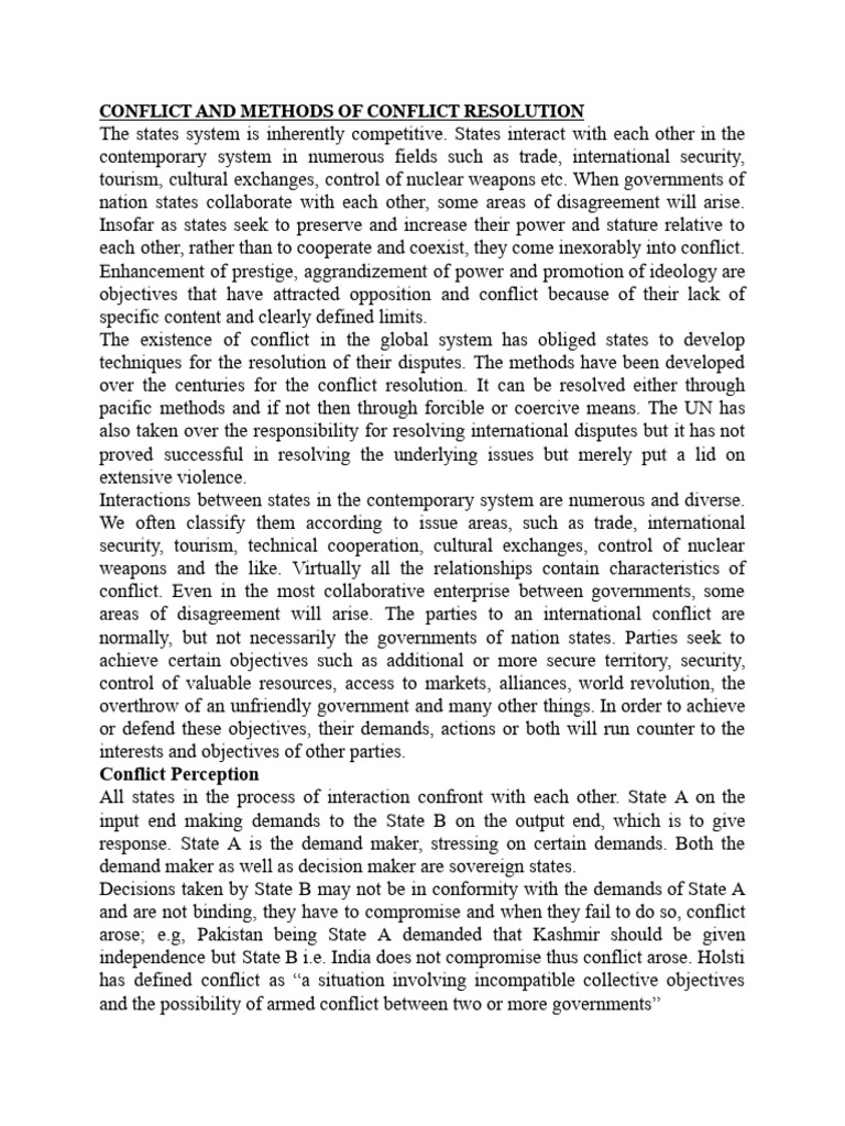 Conflict and Methods of Conflict Resolution | PDF | Arbitration | Mediation