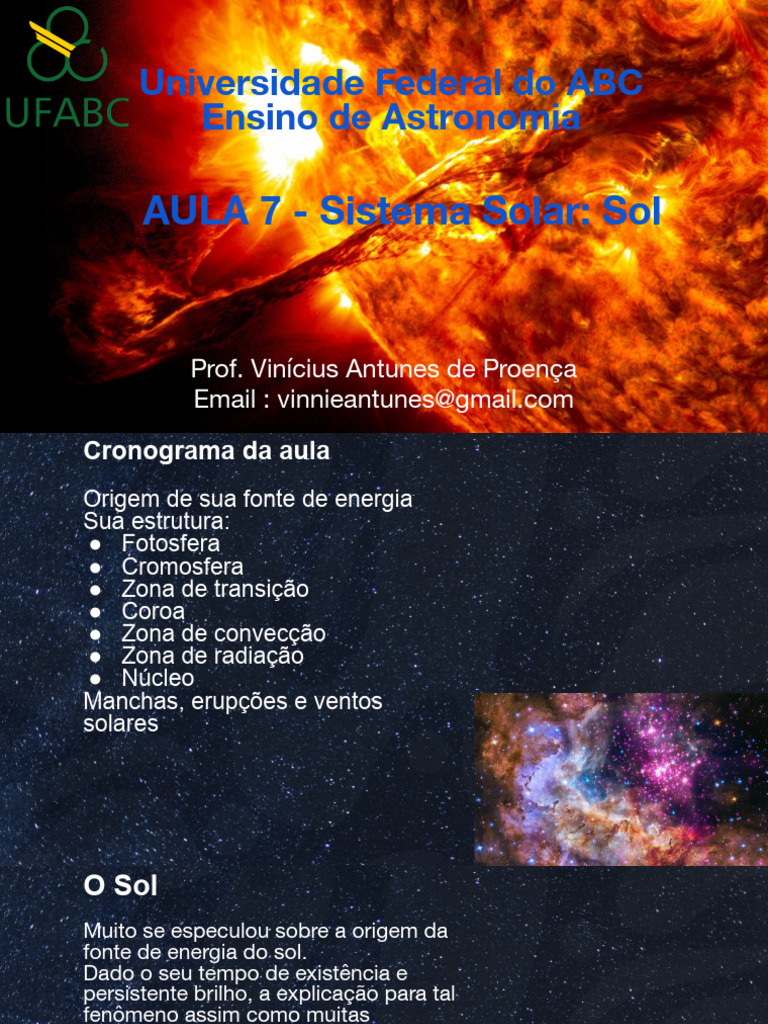 Aula 7 Sistema Solar Sol | PDF | Sol | Fusão nuclear