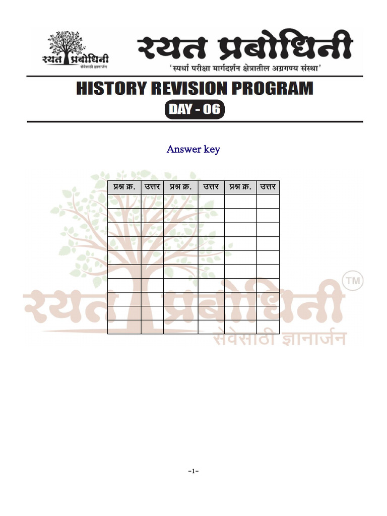 History Revision Program - Day 06 (Ans Key)_82590319_2026_04_14_14_14 | PDF