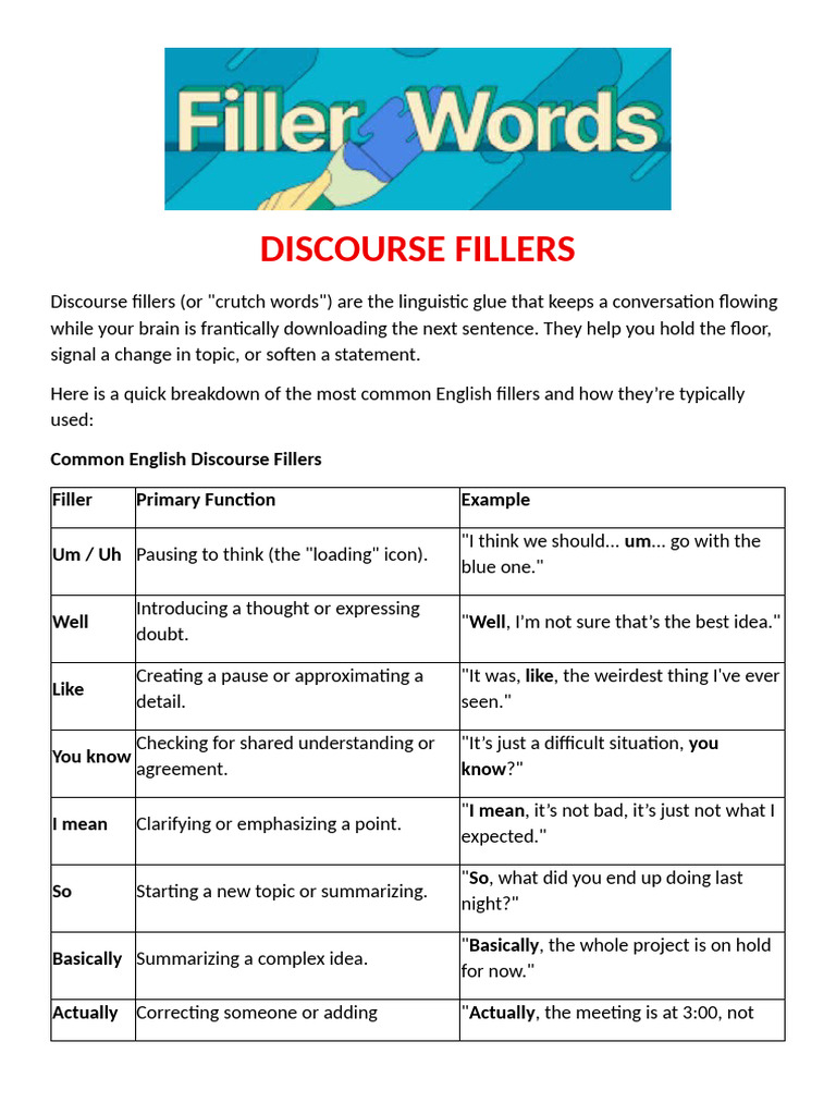 Discourse Fillers | PDF