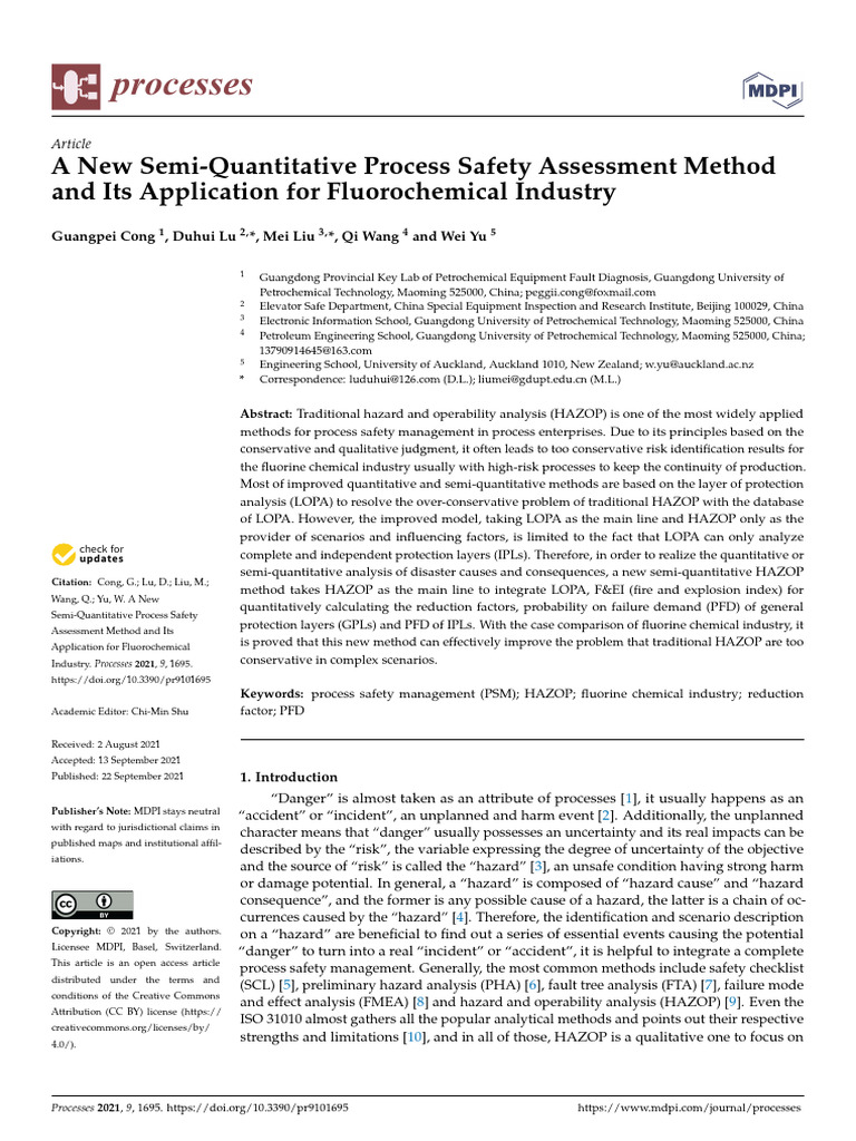 A New Semi-Quantitative Process Safety Assessment Method | PDF ...