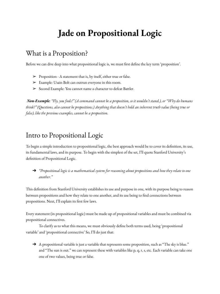 Jade on Propositional Logic (3) | PDF | Argument | If And Only If