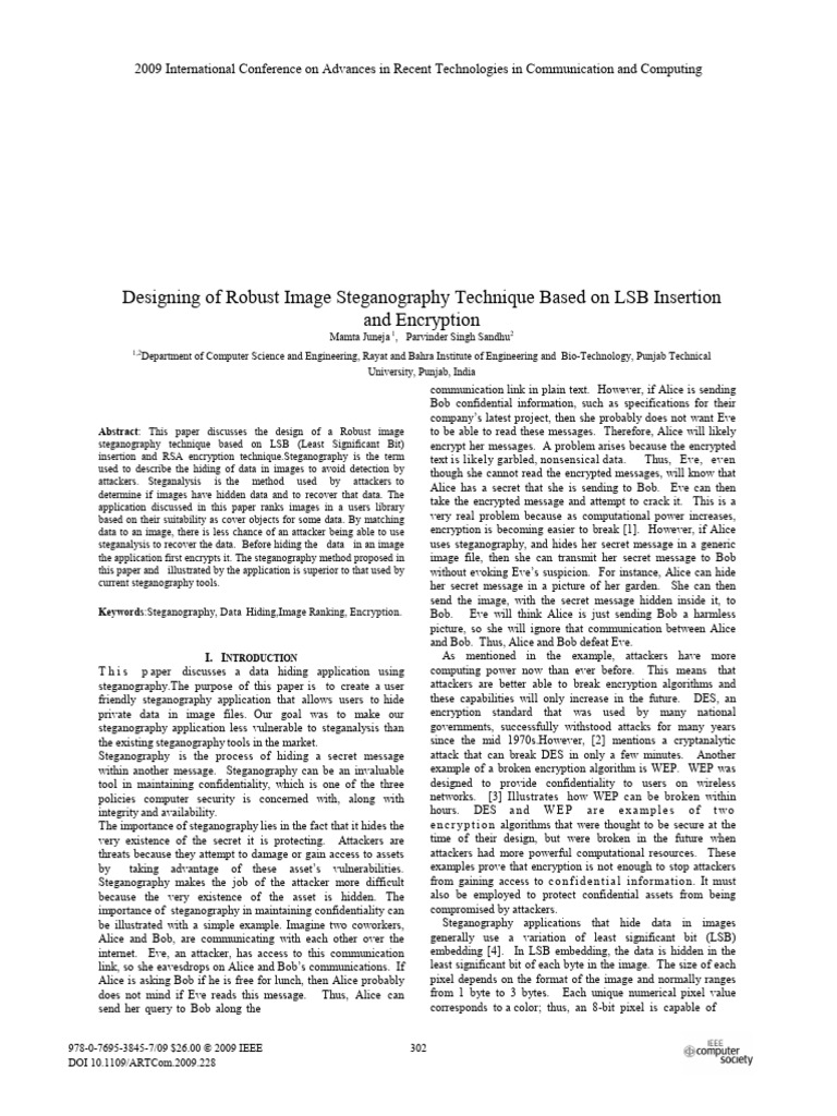 Designing of Robust Image Steganography Technique Based on LSB ...