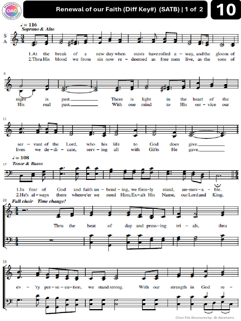 10. Renewal of Our Faith (Diff Key#) (SATB) | PDF