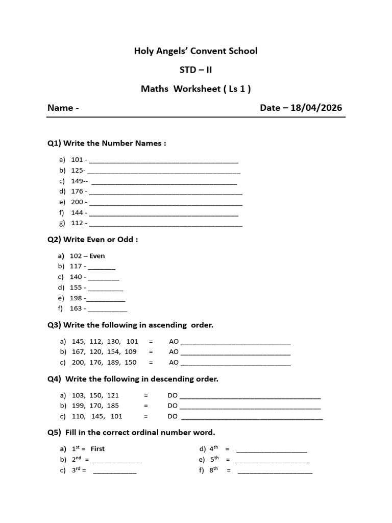 Maths Worksheet | PDF