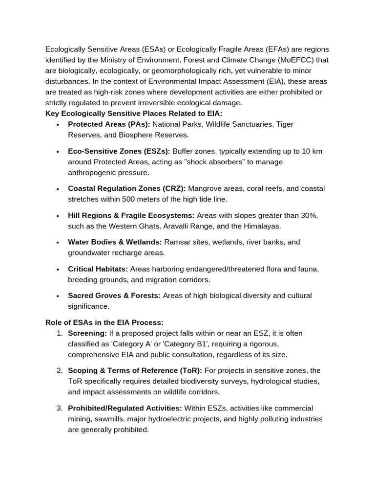 Ecologically Sensitive Areas | PDF | Environmental Impact Assessment ...