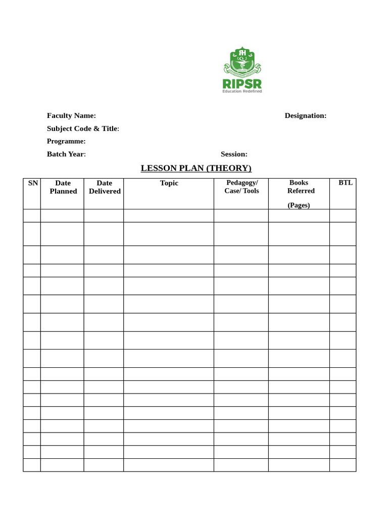 Lesson Plan Format | PDF