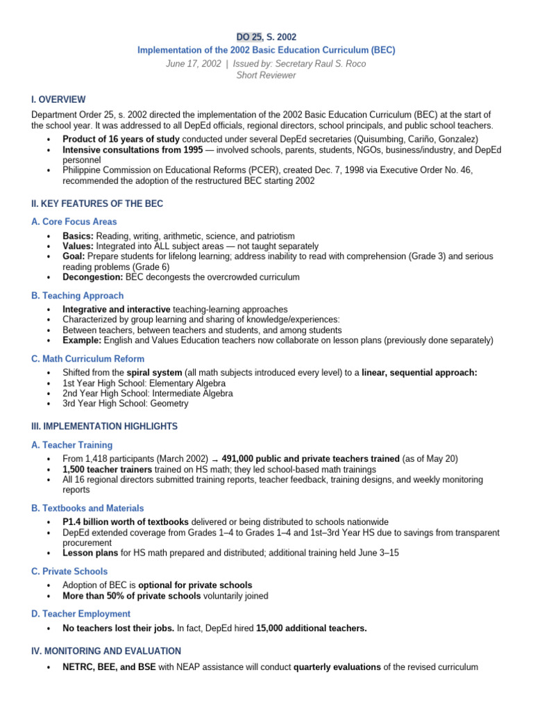BEC Reviewer | PDF | Curriculum | Teachers
