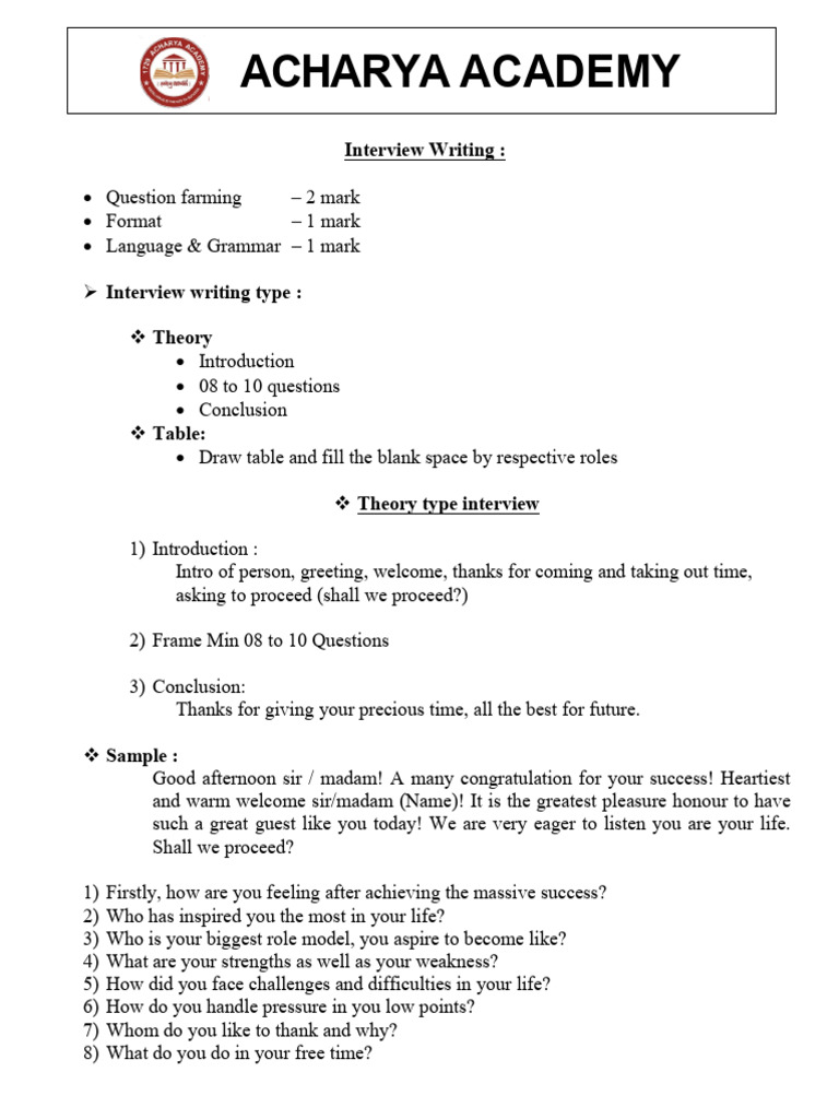 Interview Writing Type | PDF