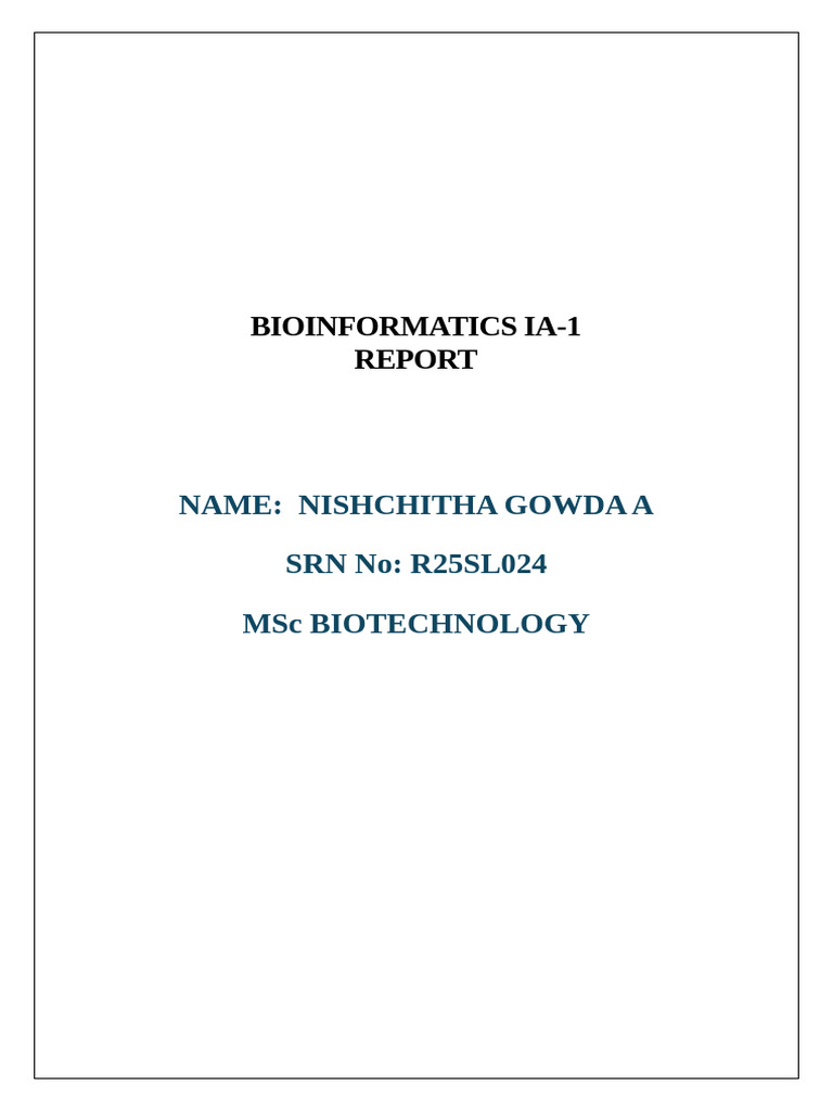 Bioinformatics Report Nishch | PDF | Sequence Alignment | Conserved ...