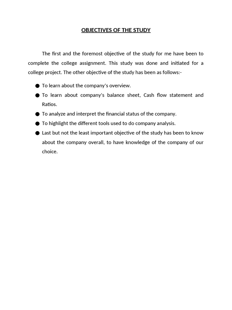 Objectives of the Study | PDF