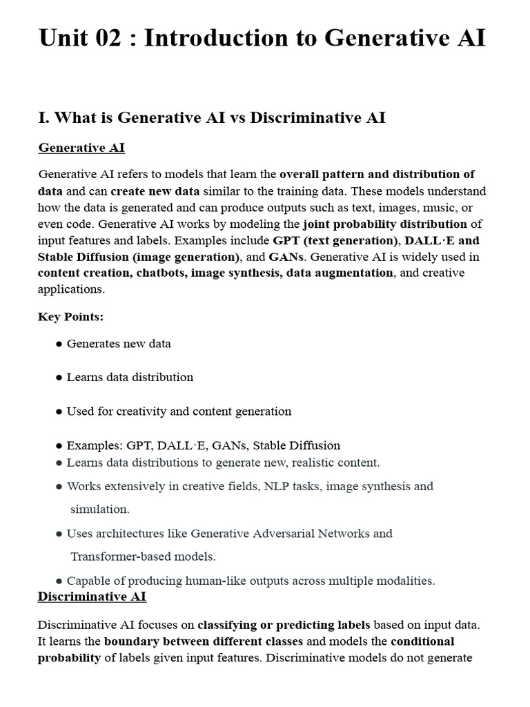 Unit 02 _ Introduction to Generative AI | PDF | Artificial Intelligence ...