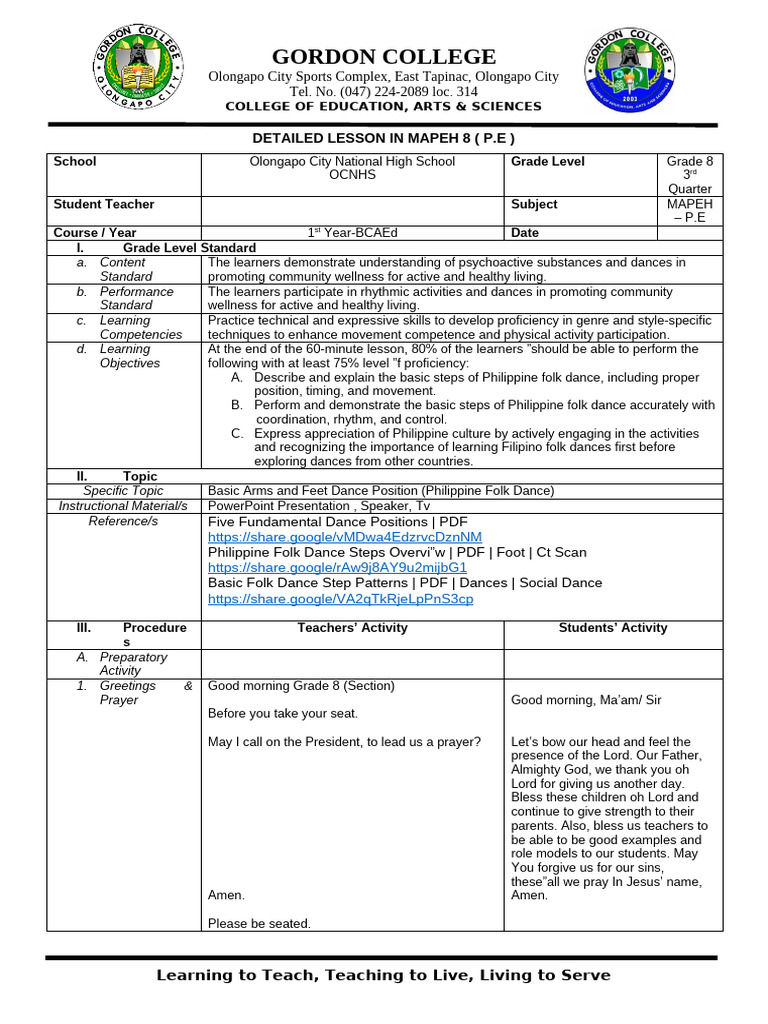 GROUP-4-DETAILED-LESSON-PLAN | PDF | Dances | Learning
