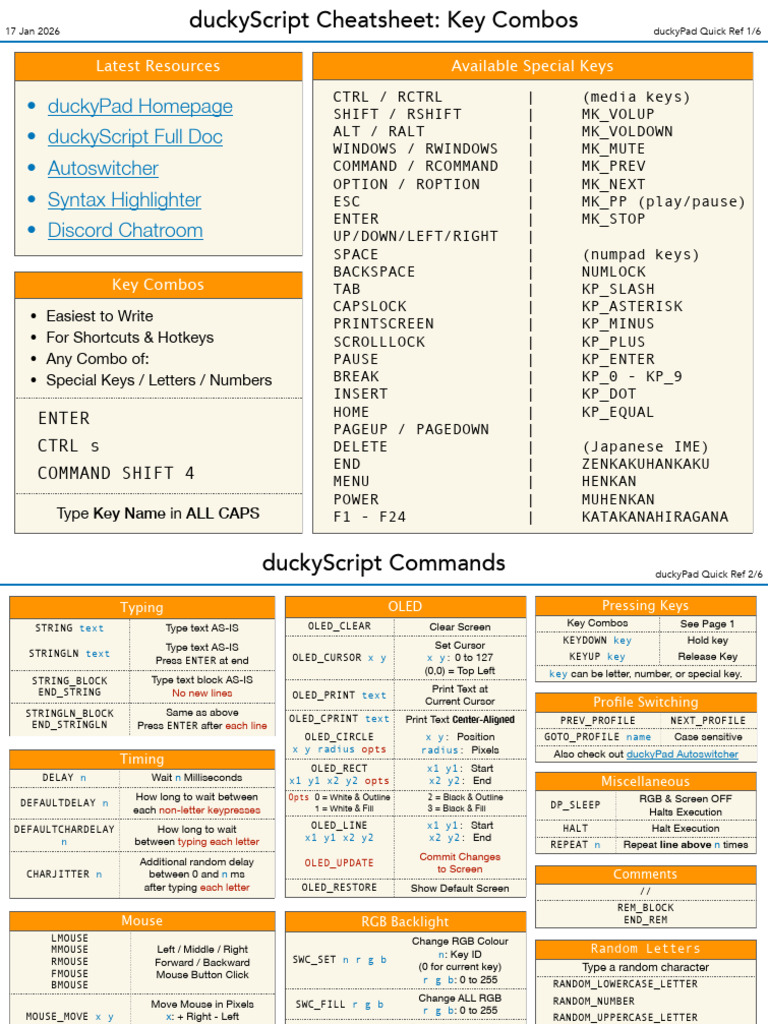 duckyscript_cheatsheet | PDF | Keyboard Shortcut | Software Engineering