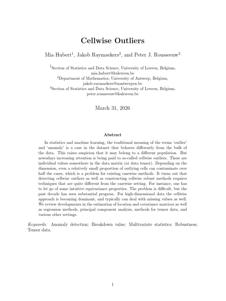 2604.14182v1 | PDF | Robust Statistics | Outlier