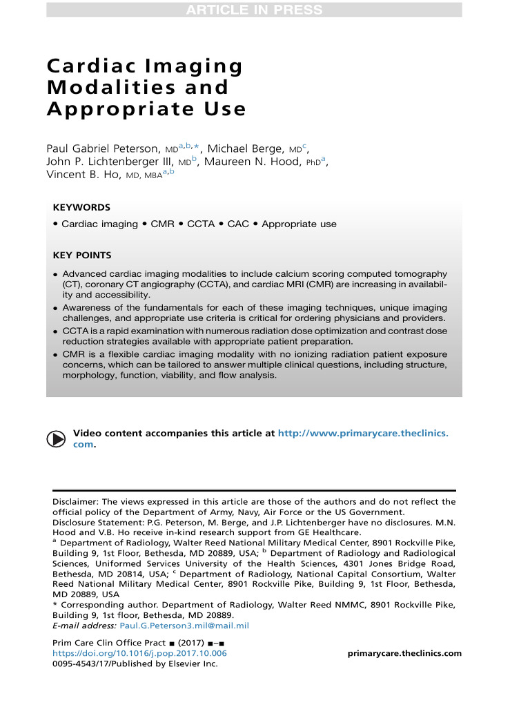 Cardiac Imaging Modalities and Appropriate Use | PDF | Ct Scan | Atheroma